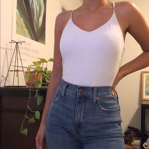 Abercrombie white bodysuit with macrame back